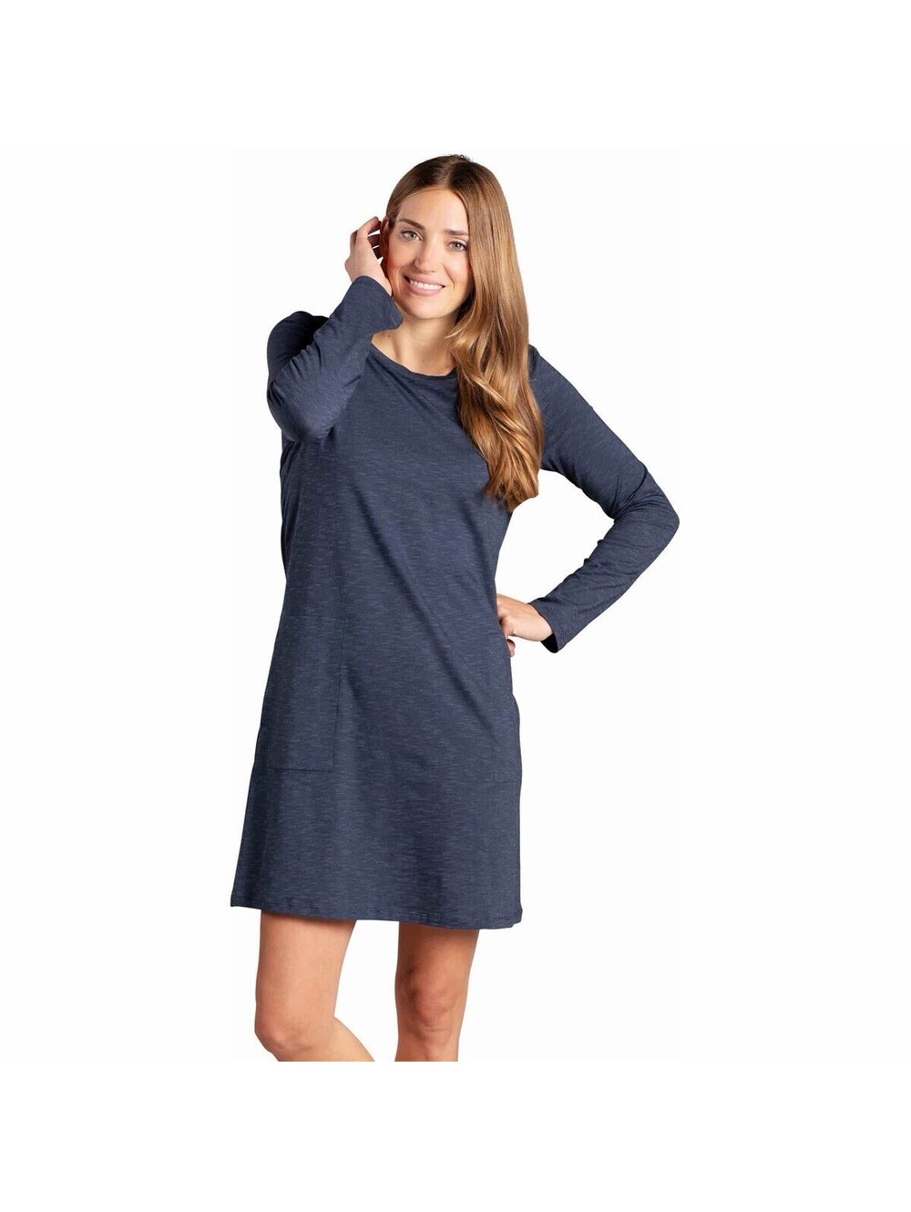 Toad&Co Organic Cotton Dress Blue Long Sleeve Pockets Cabincore Gorpcore S